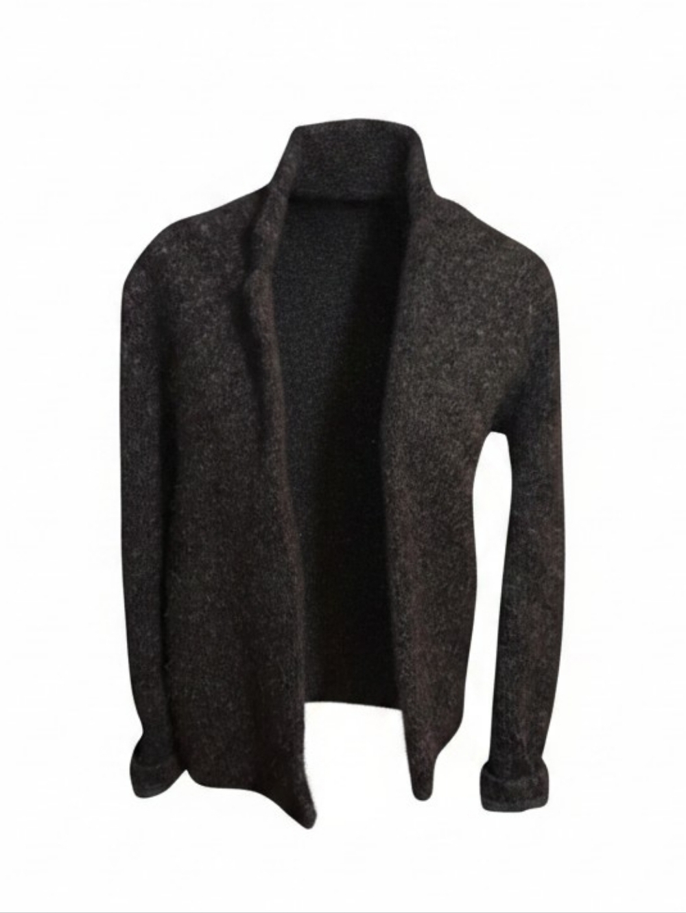 Alpaca blend Quiet Luxury deep charcoal gray soft Open-Front Cardigan Sz M
